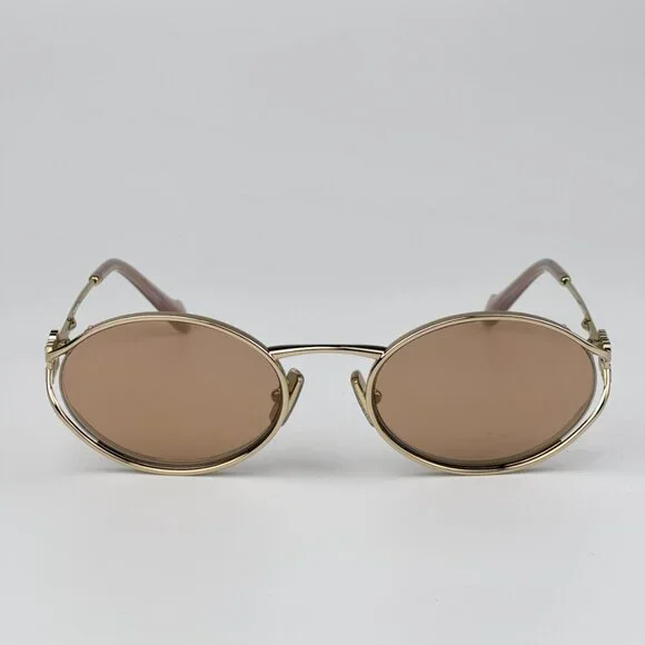 Miu Miu MU52YS ZVN20F BRAND NEW Sunglasses Pink Gold Mirror Silver Oval Unisex - Picture 5 of 11